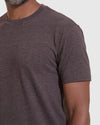 Heather Dark Oak Crew Neck T Shirt on model's upper torso.