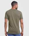 Heather Military Green Classic Crew Neck on man, back view.