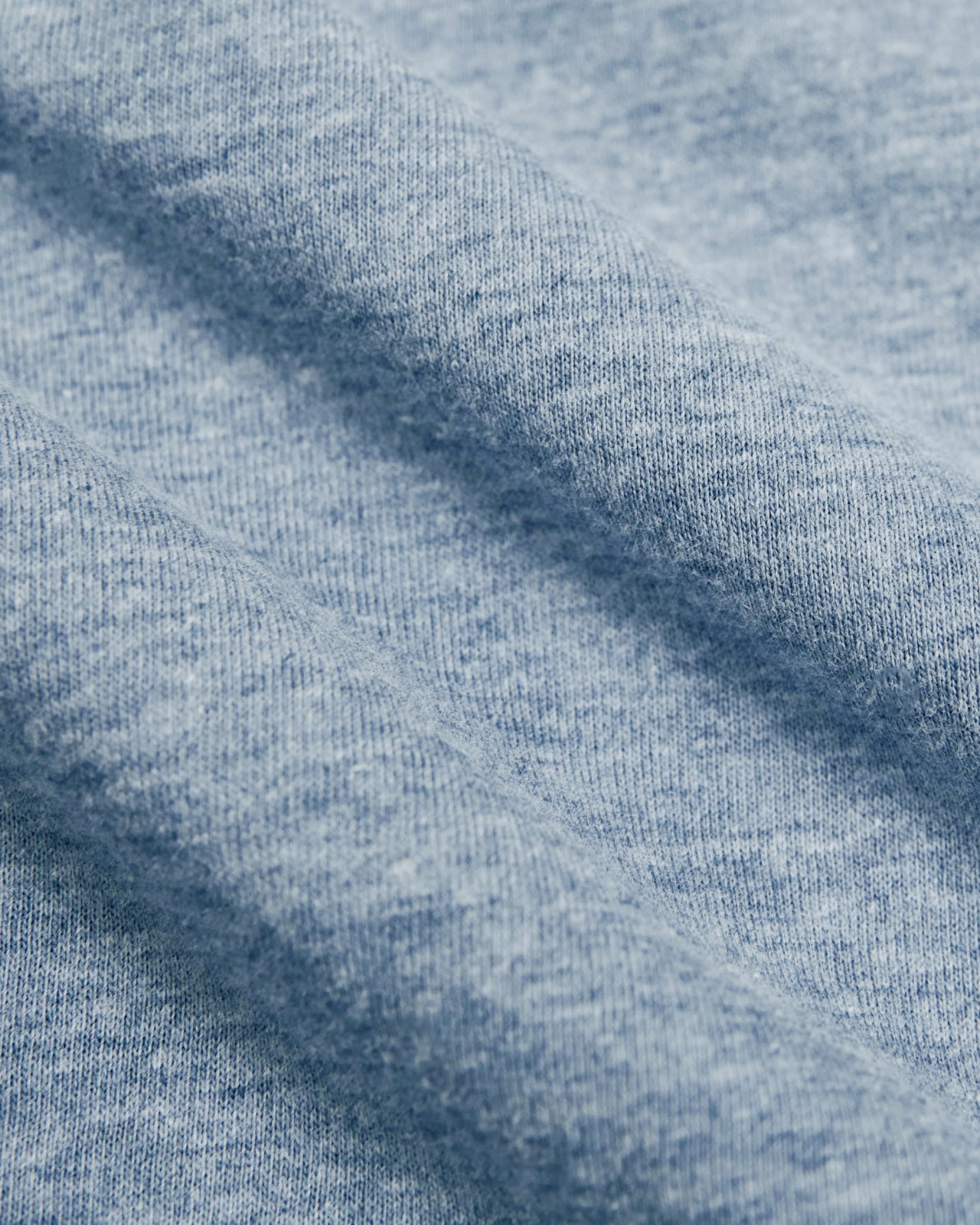 Heather Indigo Tall Straight Hem Crew Neck T-Shirt close-up, highlighting soft knit texture.