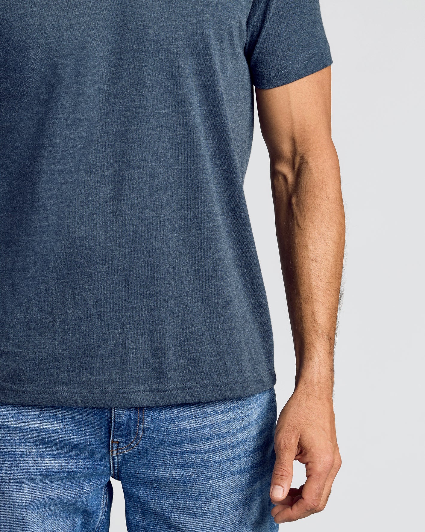 T-shirt col ras du cou  manches courtes Marine chiné