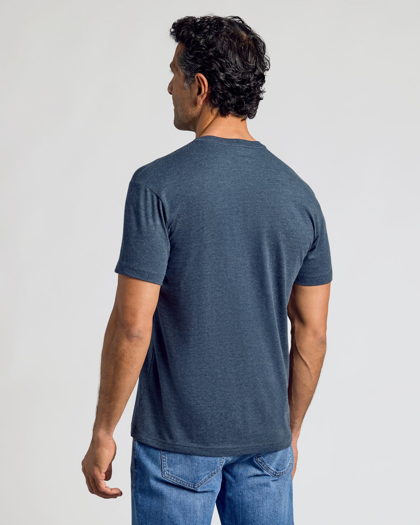 T-shirt col ras du cou  manches courtes Marine chiné