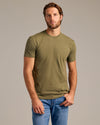 Holiday Core Variety 6-Pack: Olive T-shirt, blue jeans ensemble.