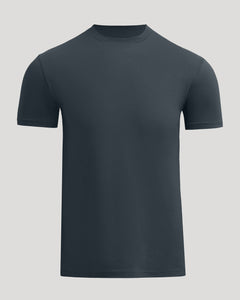 True ClassicA dark slate blue crewneck short-sleeve t-shirt displayed on a neutral light gray background.