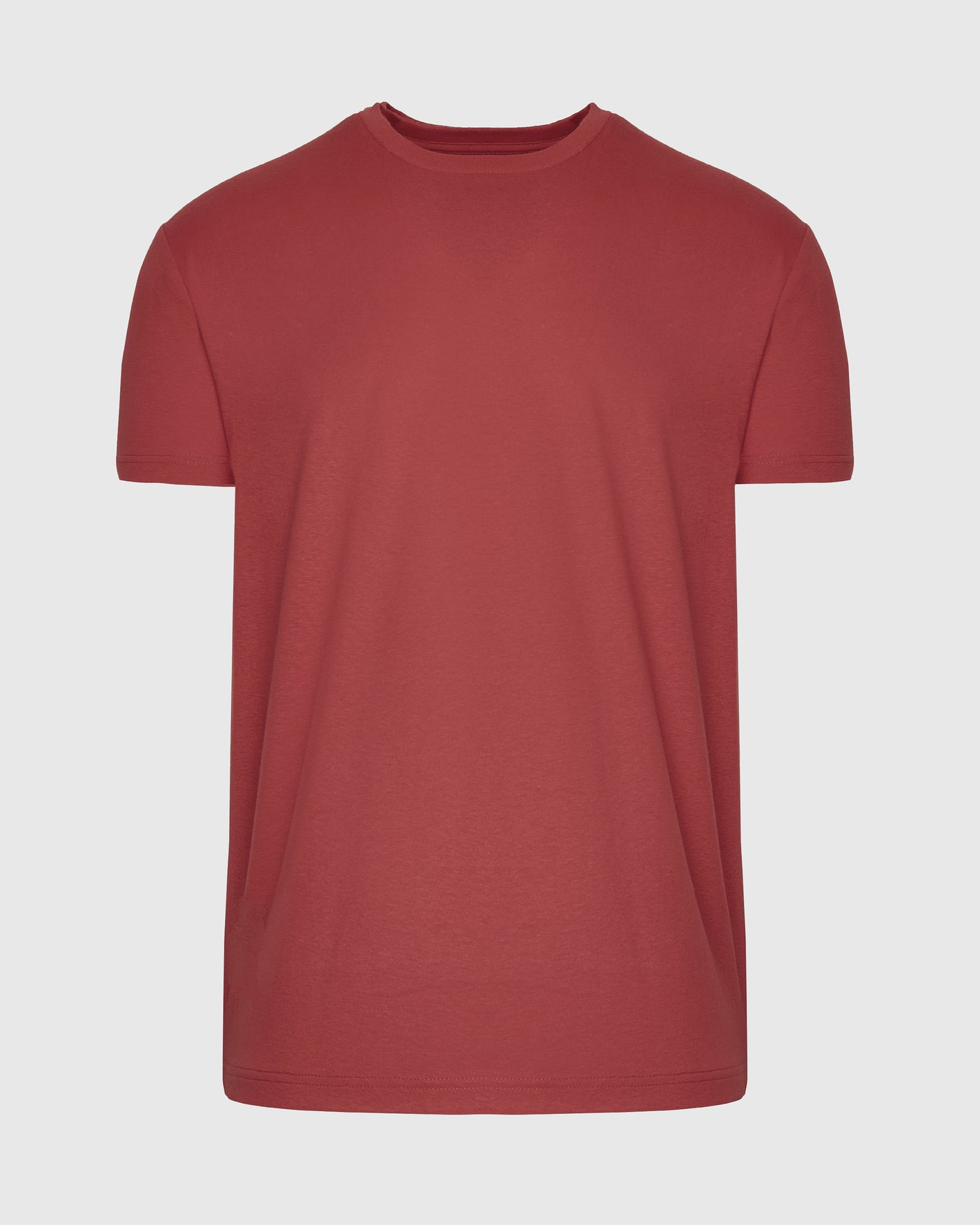 Rustic Apple Short Sleeve Crew Neck T-shirt, muted red, flat display.