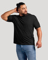 Man in black Crew Core Sleeve Variety 6-Pack T-shirt, casual pose.