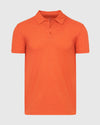 Burnt Orange Heather Classic Polo with short sleeves and a three-button placket.