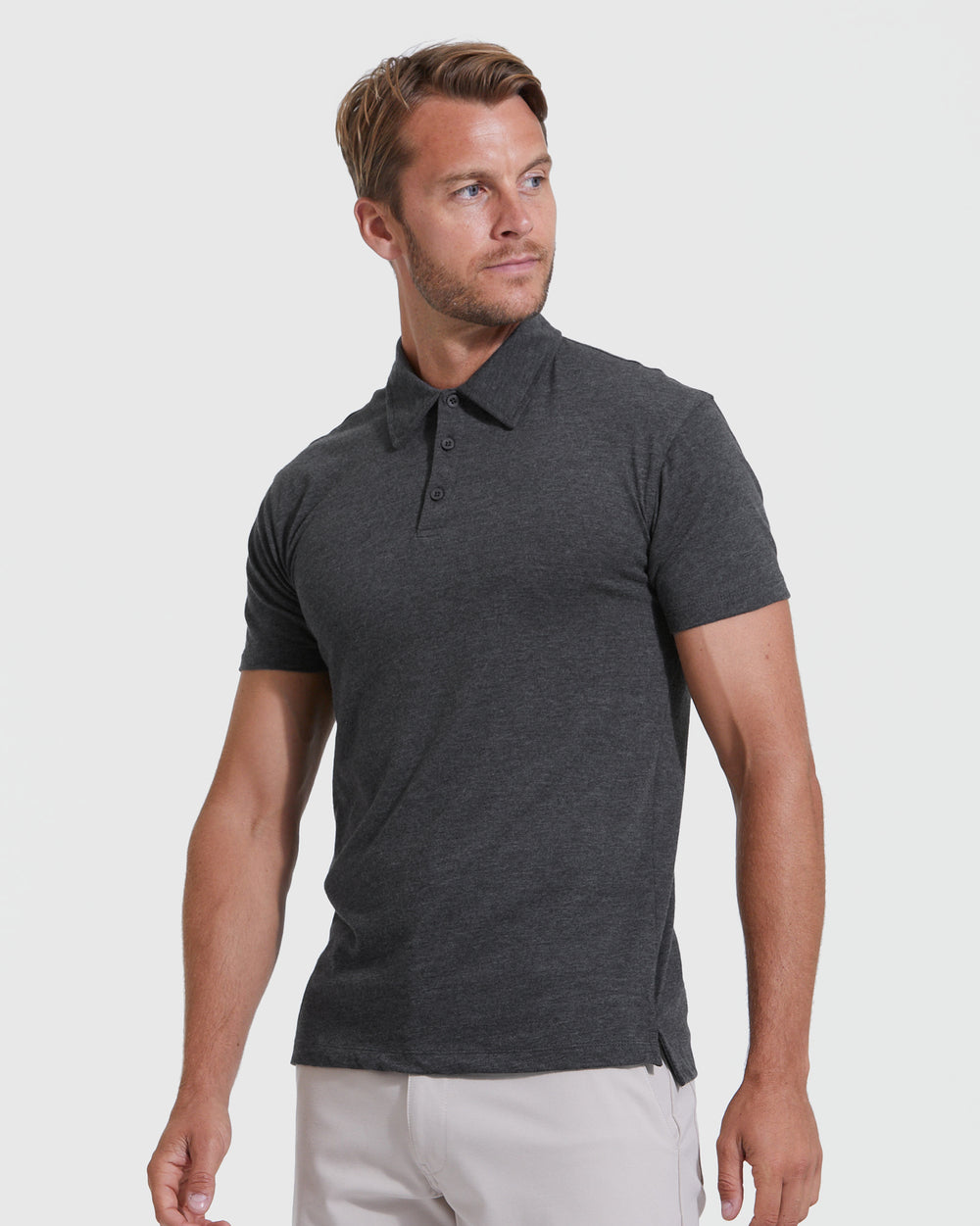 Charcoal Heather Gray Short Sleeve Polo