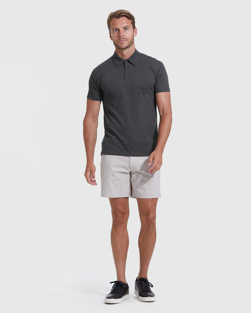 Charcoal Heather Gray Short Sleeve Polo