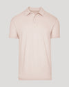 Coral Blush Classic Polo with ribbed collar and three-button placket.