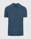 Deep Sea Blue Heather Classic Polo, short-sleeved with three-button placket.