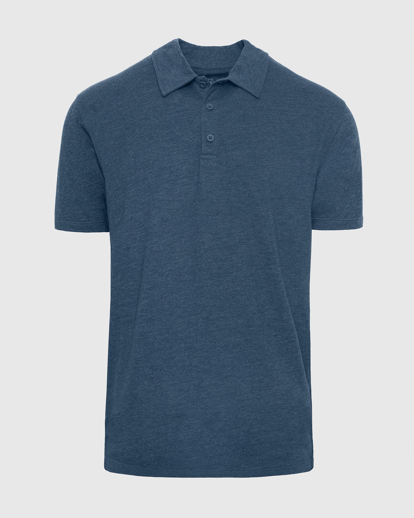 Deep Sea Blue Heather Classic Polo, short-sleeved with three-button placket.