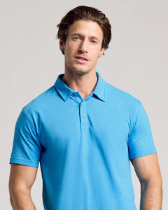 True ClassicDark Heather Bahama Blue Short Sleeve Polo