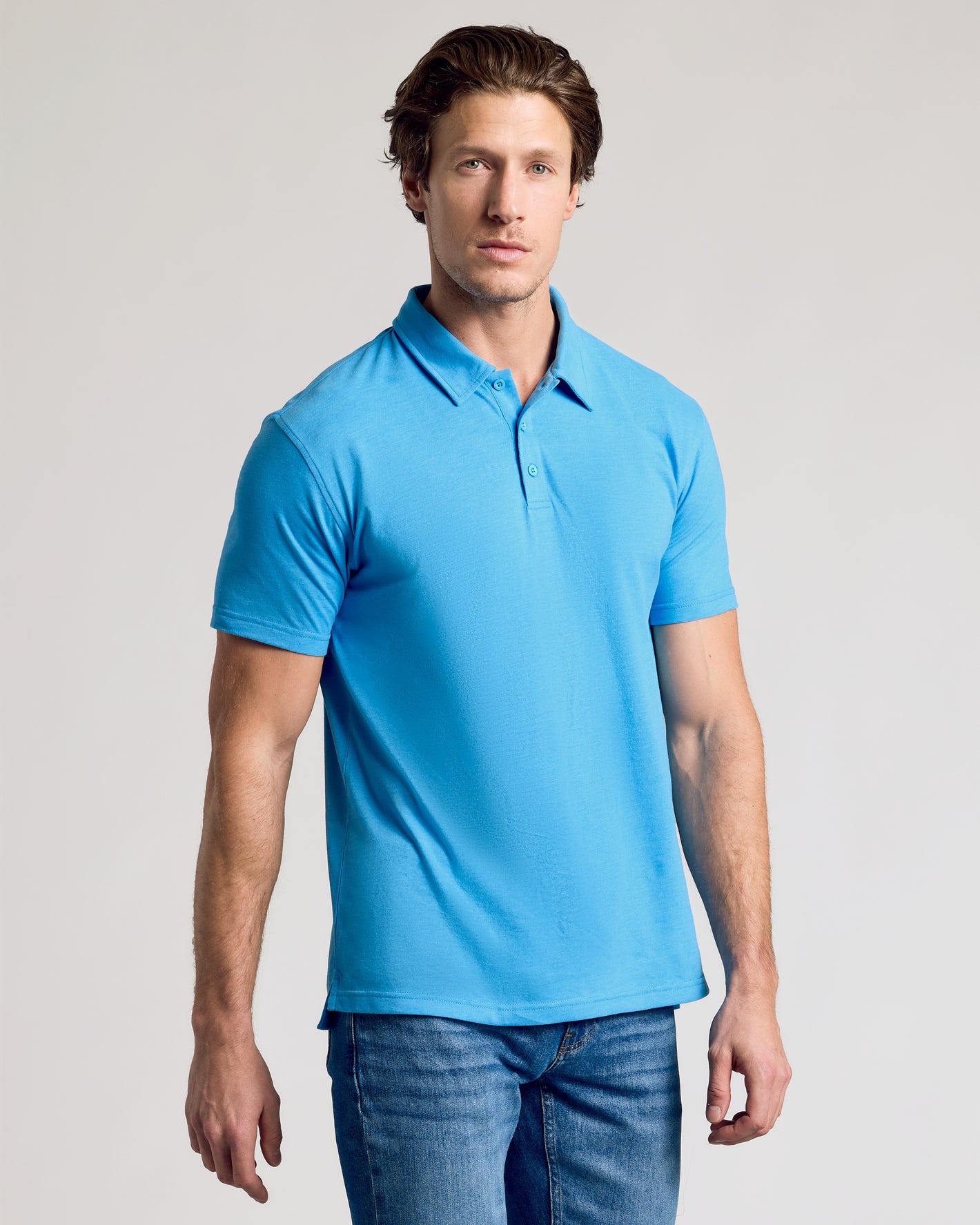 Dark Heather Bahama Blue Short Sleeve Polo