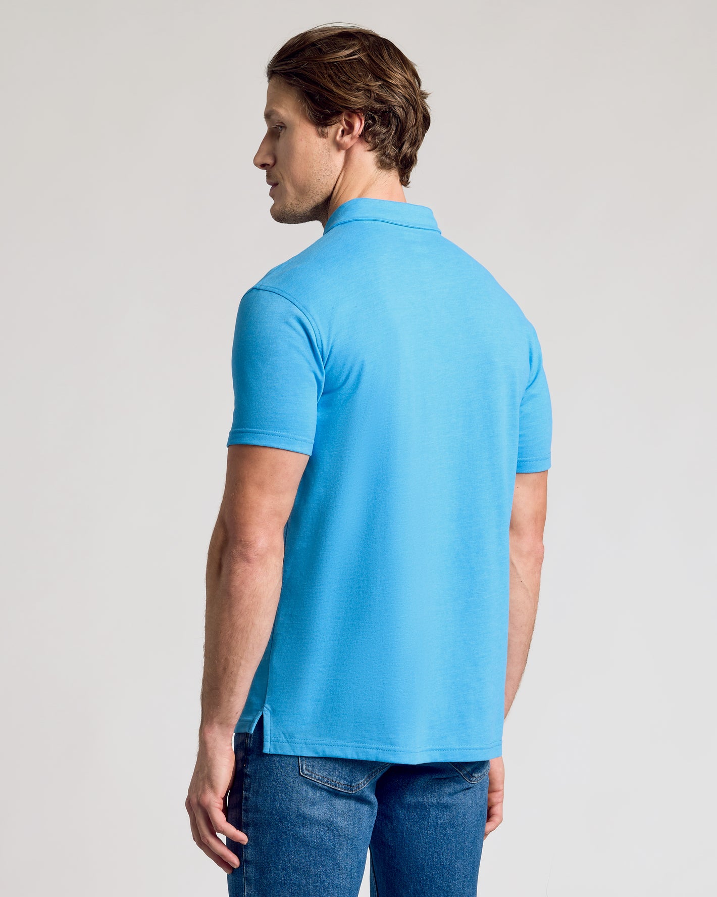Dark Heather Bahama Blue Short Sleeve Polo