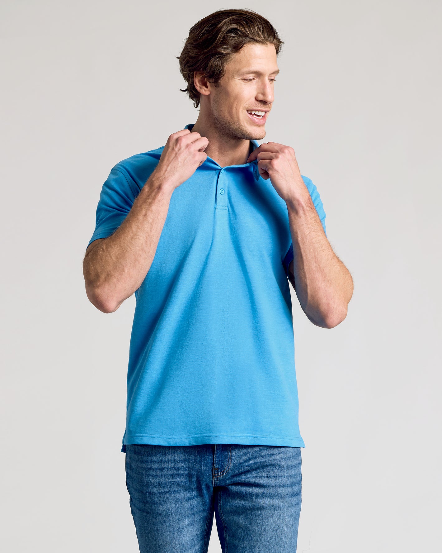 Dark Heather Bahama Blue Short Sleeve Polo
