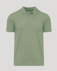 True ClassicDark Heather Bay Green Classic Polo with a three-button placket.