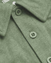 Dark Heather Bay Green Classic Polo with two-button placket and folded collar.