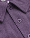 Dark Heather Plum Classic Polo with collar, button placket, heathered texture.