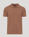 Dark Heather Sepia Classic Polo with short sleeves and two-button placket.