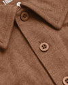Dark Heather Sepia Classic Polo collar and buttons close-up.