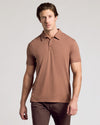 Young man wearing Dark Heather Sepia Classic Polo.