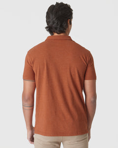 True ClassicBack view of Heather Gingersnap Mane Classic Polo worn with khaki pants.