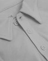 Glacier Gray Classic Polo close-up showing collar and three-button placket.