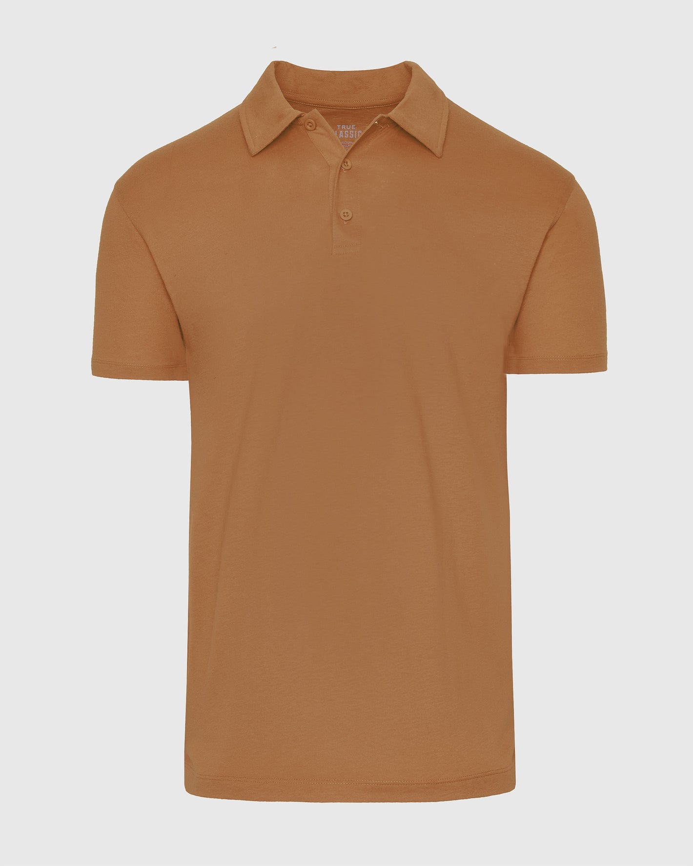 Golden Mane Classic Polo, short-sleeved, laid flat, with a three-button placket.