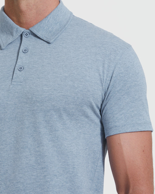 Heather Indigo Short Sleeve Polo