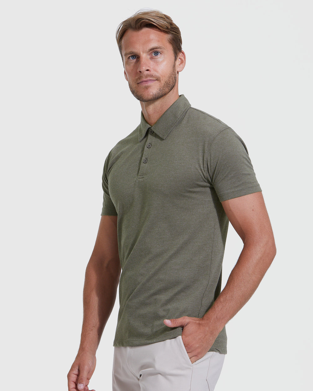 Heather Military Green Short Sleeve polo