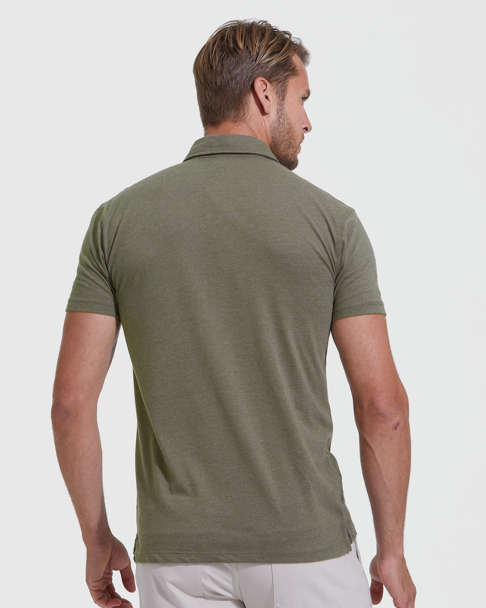 Heather Military Green Short Sleeve polo