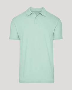 True ClassicHeather Mist Short Sleeve Polo with classic collar and three-button placket.