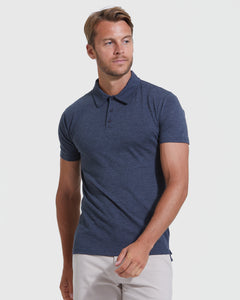 True ClassicHeather Navy Short Sleeve Polo