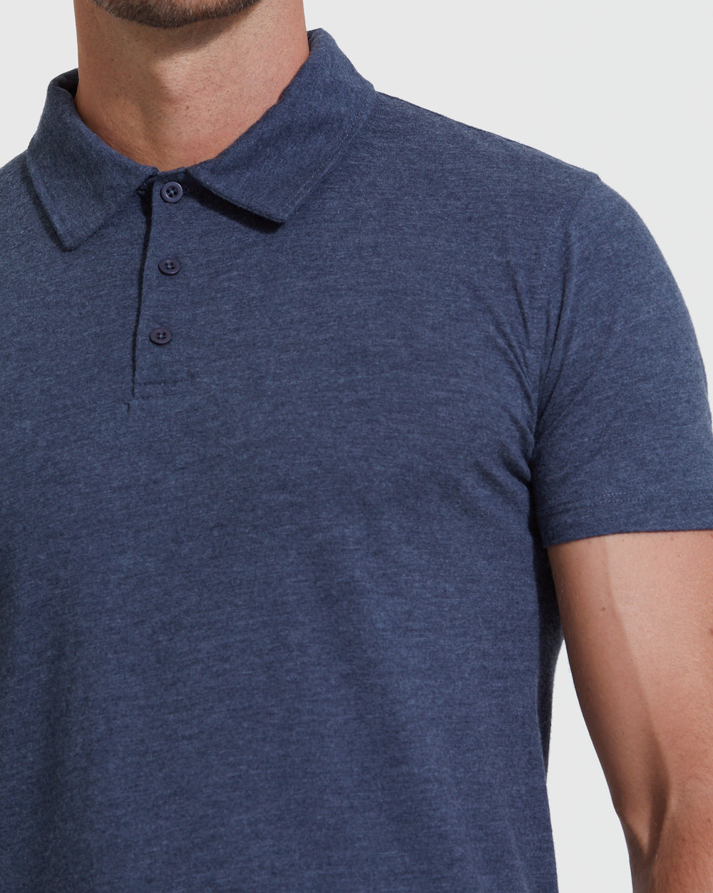 Heather Navy Short Sleeve Polo