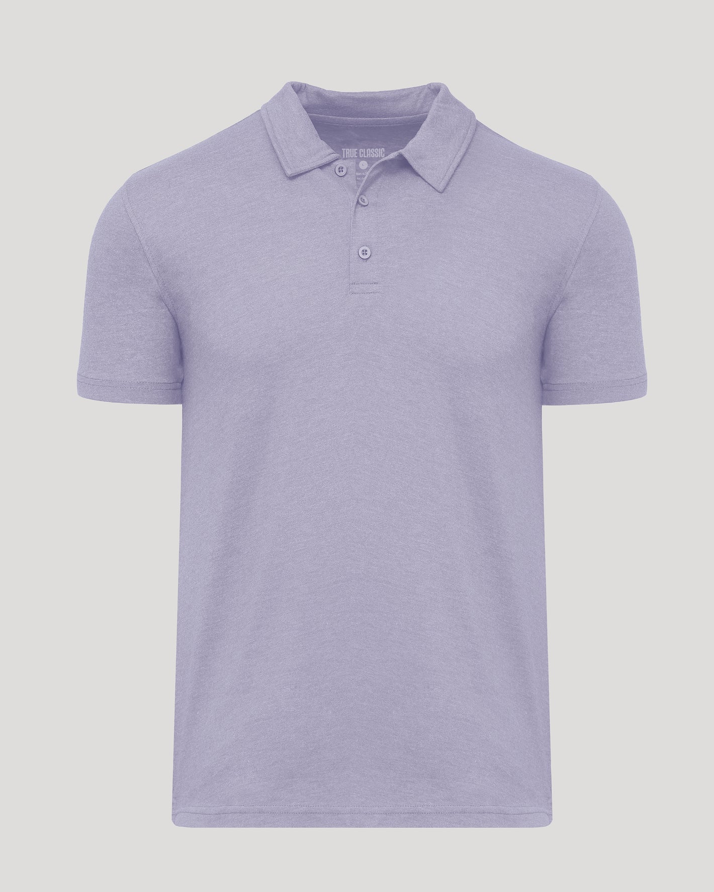Heather Dark Orchid Short Sleeve Polo with collar and three-button placket.