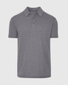 Heather Graphite Short Sleeve Polo with classic collar and three-button placket.