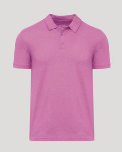 True ClassicHeather Magenta Classic Polo with fold-over collar and two-button placket.