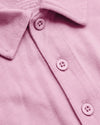 Heather Mauve Classic Polo, close-up of collar and button placket.
