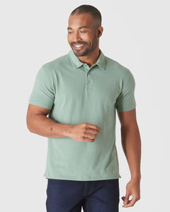 True ClassicHeather Slate Green Short Sleeve Polo