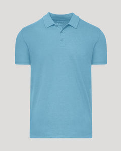 True ClassicHeather Voyager Short Sleeve Polo, light-blue, short-sleeve with classic collar.