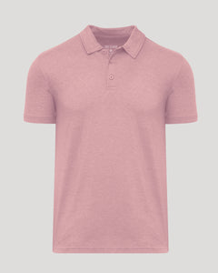 True ClassicLight Heather Boysenberry Classic Polo, short-sleeved with a three-button placket.