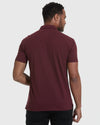 Back view of model wearing Mahogany Polo.