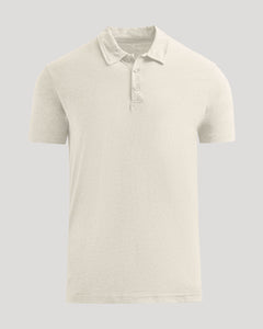 True ClassicOatmeal Classic Polo with three-button placket and straight hem.