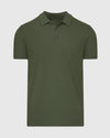 Racing Green Heather Polo with classic collar and three-button placket.