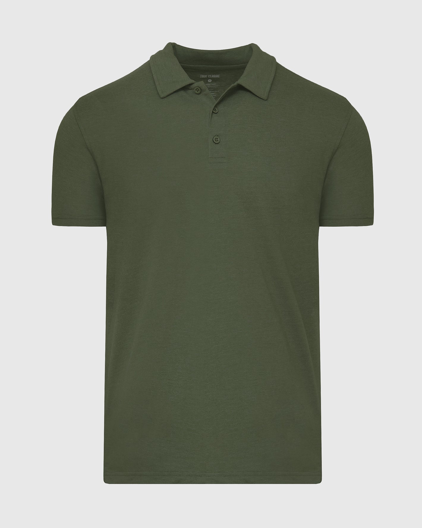 Racing Green Heather Polo with classic collar and three-button placket.