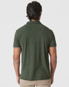 Back view of Racing Green Heather Polo on person with tattoos.