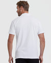 Back view of model in White Classic Polo from 3-Pack.