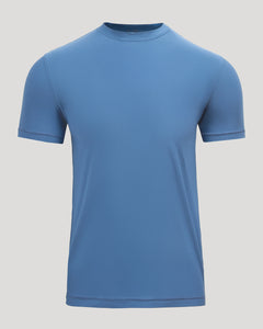 True ClassicAzul Active Crew Neck Tee in medium-blue, laid flat.