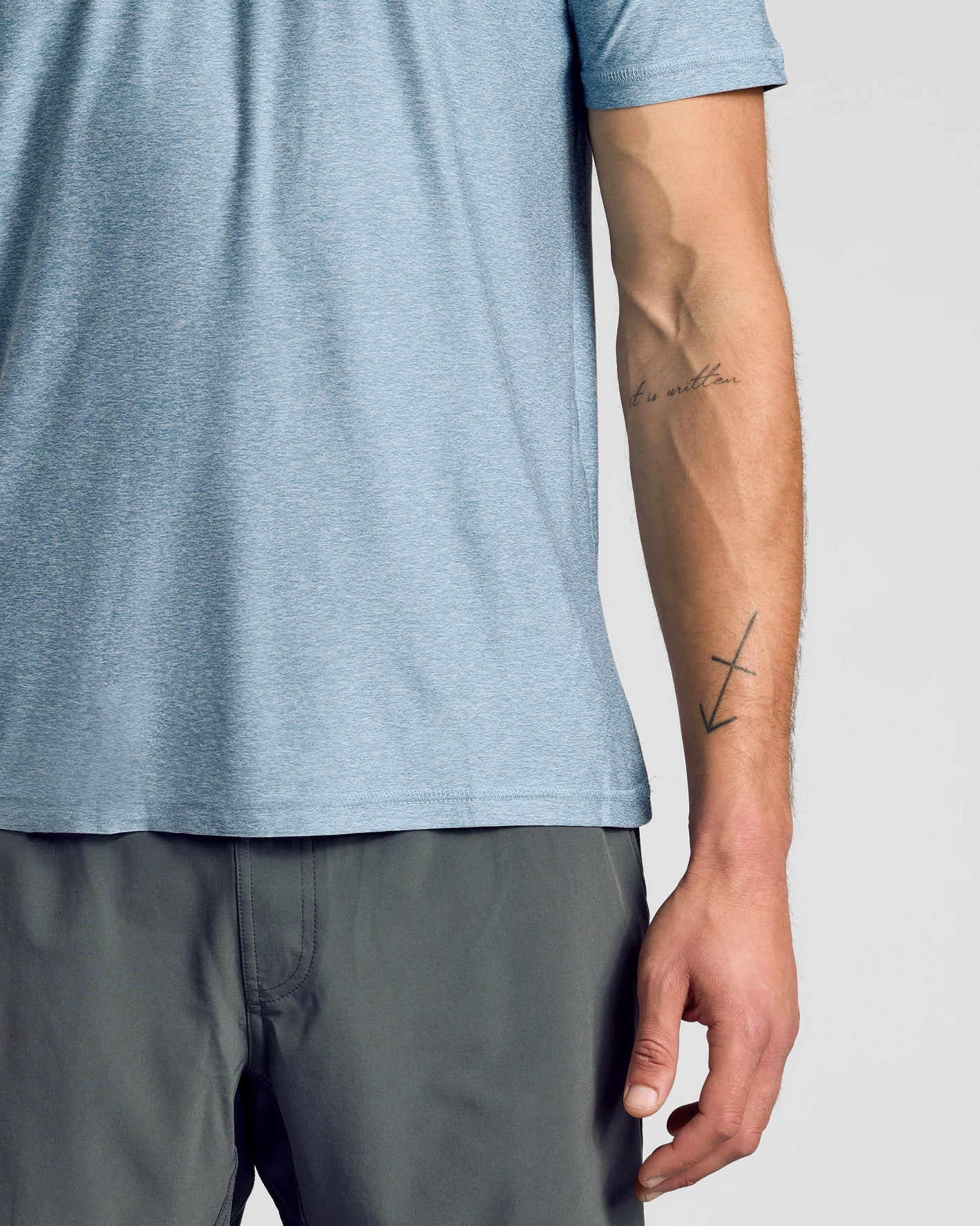 Heather Indigo Active Crew Neck Tee