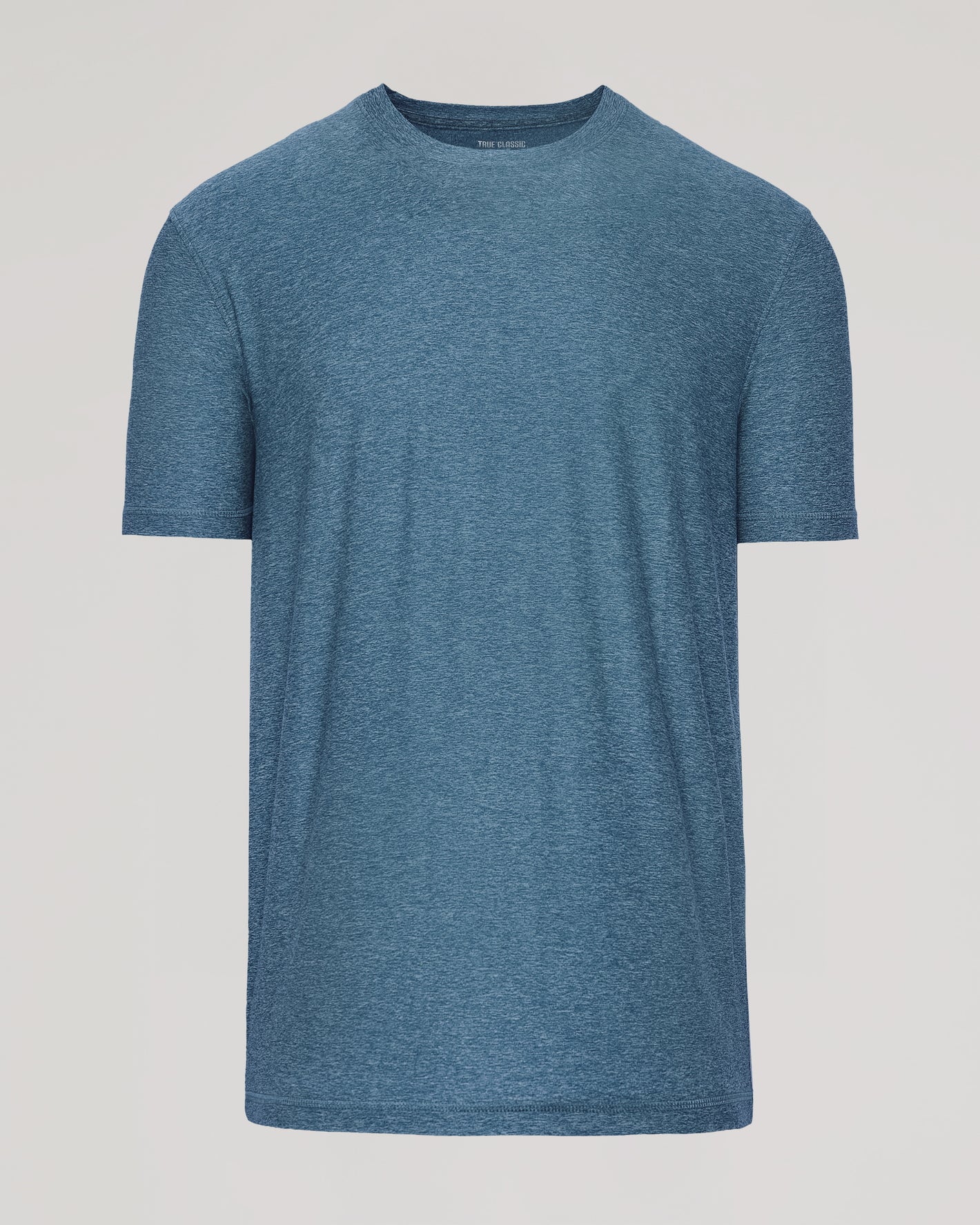 Baltic Active Crew Neck Tee in heathered blue, displayed flat.